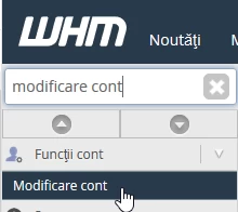 Panou de control WHM